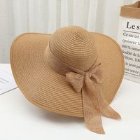 Women's Lady Solid Color Flat Eaves Straw Hat main image 1