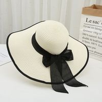 Women's Lady Solid Color Flat Eaves Straw Hat main image 4