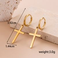 1 Pair Vintage Style French Style Simple Style Cross Starfish Heart Shape Plating Stainless Steel 18k Gold Plated Drop Earrings Ear Studs sku image 1