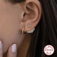1 Pair Retro Simple Style Shiny Oval Plating Inlay Sterling Silver Zircon 18k Gold Plated Rhodium Plated Earrings main image 5