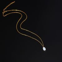 Edelstahl 304 18 Karat Vergoldet IG-Stil Elegant Einfacher Stil Polieren Überzug Wassertropfen Opal Halskette main image 4