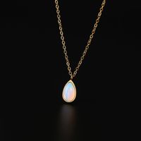 304 Stainless Steel 18K Gold Plated IG Style Elegant Simple Style Polishing Plating Water Droplets Opal Necklace main image 3