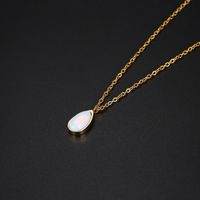 304 Stainless Steel 18K Gold Plated IG Style Elegant Simple Style Polishing Plating Water Droplets Opal Necklace main image 5