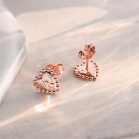 1 Pair Casual Elegant Letter Heart Shape Plating Copper 14k Gold Plated Ear Studs main image 4