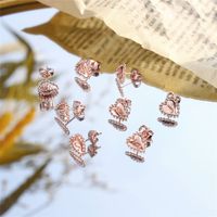 1 Pair Casual Elegant Letter Heart Shape Plating Copper 14k Gold Plated Ear Studs main image 5
