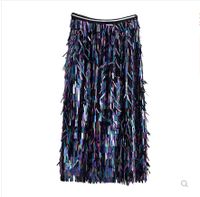 Summer Autumn Retro Streetwear Solid Color Polyester Knee-length Skirts main image 3