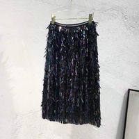 Summer Autumn Retro Streetwear Solid Color Polyester Knee-length Skirts main image 2