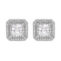 1 Pair Korean Style Square Plating Inlay Copper Zircon White Gold Plated Ear Studs main image 4