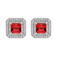 1 Pair Korean Style Square Plating Inlay Copper Zircon White Gold Plated Ear Studs main image 2