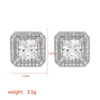 1 Pair Korean Style Square Plating Inlay Copper Zircon White Gold Plated Ear Studs sku image 1