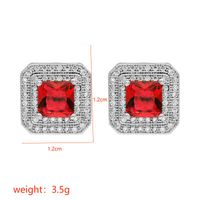 1 Pair Korean Style Square Plating Inlay Copper Zircon White Gold Plated Ear Studs sku image 2