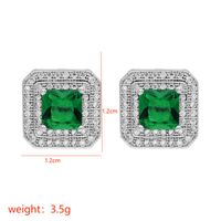 1 Pair Korean Style Square Plating Inlay Copper Zircon White Gold Plated Ear Studs sku image 3