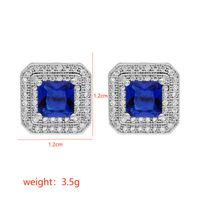 1 Pair Korean Style Square Plating Inlay Copper Zircon White Gold Plated Ear Studs sku image 4
