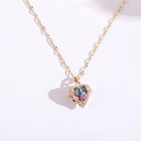Stainless Steel Romantic Plating Inlay Heart Shape Artificial Crystal Pendant Necklace main image 3