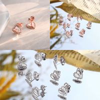 1 Pair Casual Elegant Letter Heart Shape Plating Copper 14k Gold Plated Ear Studs main image 1