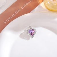 Stainless Steel Romantic Plating Inlay Heart Shape Artificial Crystal Pendant Necklace sku image 4