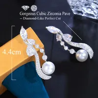 1 Paire Sucré Les Gouttelettes D'Eau Placage Incruster Le Cuivre Perles Artificielles Diamant Artificiel Boucles D'oreilles main image 7