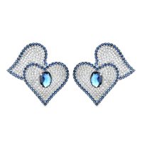 1 Pair Sweet Heart Shape Plating Inlay Copper Zircon White Gold Plated Ear Studs main image 4