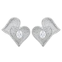 1 Pair Sweet Heart Shape Plating Inlay Copper Zircon White Gold Plated Ear Studs main image 5