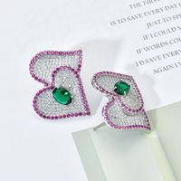 1 Pair Sweet Heart Shape Plating Inlay Copper Zircon White Gold Plated Ear Studs main image 2