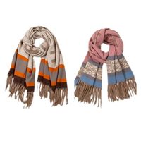 Women's Casual Color Block Stripe Polyester Tassel Scarf main image 2