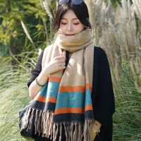 Women's Casual Color Block Stripe Polyester Tassel Scarf main image 3