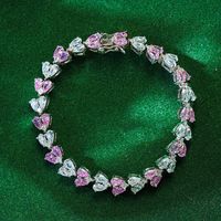 Elegant Heart Shape Copper Plating Inlay Rhinestones Platinum Plated Bracelets main image 1
