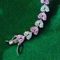 Elegant Heart Shape Copper Plating Inlay Rhinestones Platinum Plated Bracelets main image 2