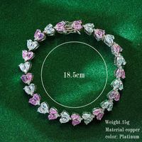 Elegant Heart Shape Copper Plating Inlay Rhinestones Platinum Plated Bracelets main image 5