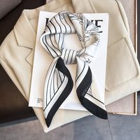 Women's Simple Style Stripe Flower Imitated Silk Silk Scarf main image 4