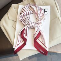 Women's Simple Style Stripe Flower Imitated Silk Silk Scarf main image 1