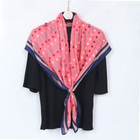 Women's Elegant Lattice Cotton Printing Silk Scarf Shawl sku image 1