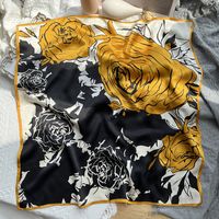 Women's Elegant Simple Style Flower Mulberry Silk Printing Silk Scarf sku image 1