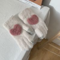 Women's Cute Sweet Color Block Heart Shape Gloves 1 Pair sku image 3