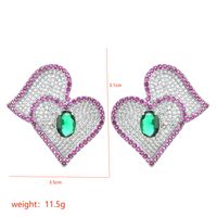 1 Pair Sweet Heart Shape Plating Inlay Copper Zircon White Gold Plated Ear Studs sku image 2