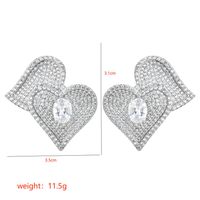 1 Pair Sweet Heart Shape Plating Inlay Copper Zircon White Gold Plated Ear Studs sku image 4