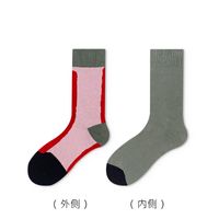 Women's Japanese Style Color Block Cotton Crew Socks A Pair sku image 3