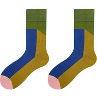 Women's Japanese Style Color Block Cotton Crew Socks A Pair main image 3
