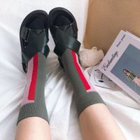 Women's Japanese Style Color Block Cotton Crew Socks A Pair main image 1