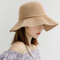 Women's Lady Solid Color Big Eaves Bucket Hat main image 2