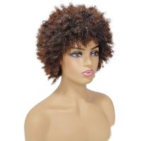 Unisex Exaggerated Black Casual Party High Temperature Wire Bangs Short Curly Hair Wigs main image 3