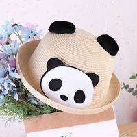 Women's Cute Simple Style Panda Crimping Straw Hat sku image 4