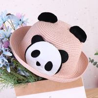 Women's Cute Simple Style Panda Crimping Straw Hat sku image 1