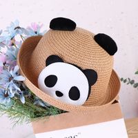 Women's Cute Simple Style Panda Crimping Straw Hat sku image 2