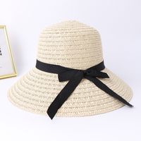 Women's Pastoral Simple Style Solid Color Bowknot Big Eaves Straw Hat sku image 2