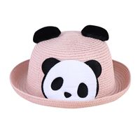 Women's Cute Simple Style Panda Crimping Straw Hat main image 3