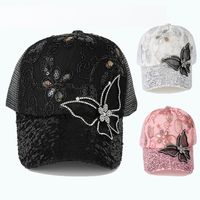 Women's Elegant Basic Butterfly Rhinestone Curved Eaves Baseball Cap main image 6