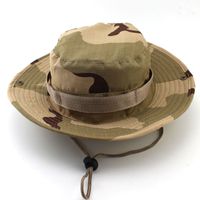 Adults Casual Solid Color Camouflage Flat Eaves Bucket Hat main image 4