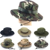 Adults Casual Solid Color Camouflage Flat Eaves Bucket Hat main image 1