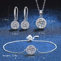 Elegant Round Sterling Silver Inlay Zircon Women's Bracelets Earrings Necklace main image 5